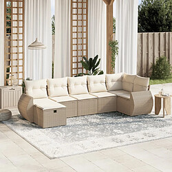 vidaXL Salon de jardin avec coussins 7 pcs beige résine tressée