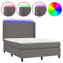 vidaXL Sommier à lattes de lit matelas LED Gris 140x190cm Similicuir