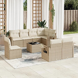 Maison Chic Salon de jardin avec coussins 9 pcs | Ensemble de Table et chaises | Mobilier d'Extérieur beige résine tressée -GKD70026