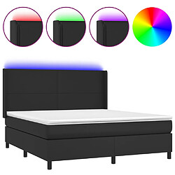 vidaXL Sommier à lattes de lit matelas LED Noir 160x200cm Similicuir