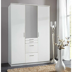 Inside 75 Armoire penderie blanche ARRON 3 portes battantes 4 tiroirs 