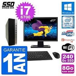 PC HP ProDesk 600 G3 SFF Ecran 27" i7-6700 RAM 8Go SSD 240Go Windows 10 Wifi · Occasion 