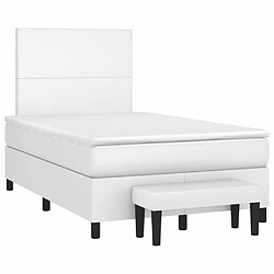 Maison Chic Lit adulte- Lit + matelas,Sommier à lattes de lit avec matelas blanc 120x190cm similicuir -GKD60579