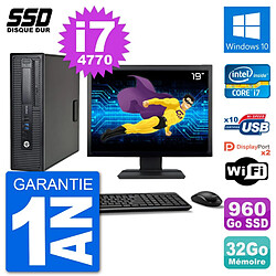 PC HP EliteDesk 800 G1 Ecran 19" Core i7-4770 RAM 32Go SSD 960Go Windows 10 Wifi · Occasion 