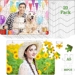 Universal 20 feuilles de sublimation vierge puzzle du puzzle vierge blanc puzzle de bricolage 