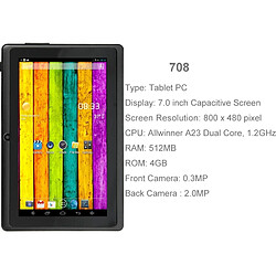 Wewoo Tablette Tactile noir 7 pouces Tactile, 512 Mo + 4 Go, Android 4.2.2, 360 degrés de rotation du menu, Allwinner A33 Quad-core, Bluetooth, WiFi