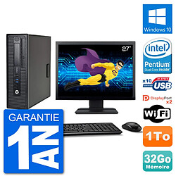 PC HP EliteDesk 800 G1 Ecran 27" Intel G3220 RAM 32Go Disque 1To Windows 10 Wifi · Occasion 