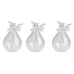 micro paysage Ornement jardin Ornement balcon 3 Pcs Vase en Verre Angel Wing Verre Clair Suspendu Art Décor Fleur Vase Plante Hydroponique