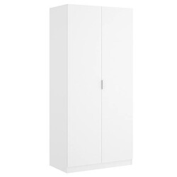 Pegane Armoire, meuble de rangement en bois mélaminé avec 2 portes coloris blanc - Longueur 81 x Profondeur 52 x Hauteur 184 cm 