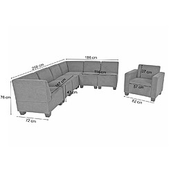 Mendler Modular Sofa-System Ensemble de canapés Lyon 6-1, tissu/textile ~ gris anthracite