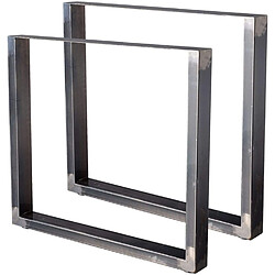Bcelec HM8072-S 2 Pieds de table en acier vernis format rectangulaire 80x72cm, Pieds pour meubles, Pieds de table métal