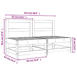 vidaXL Canapés centraux de jardin 2 pcs bois de pin imprégné pas cher