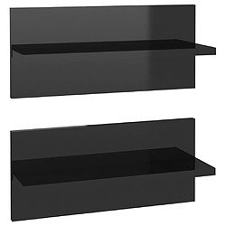 vidaXL Étagères murales 2 pcs noir brillant bois d'ingénierie