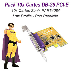 Lot 10 Cartes SUNIX Port Parallèle IEEE1284 LPT DB-25 PCIe Low Profile PAR6408A · Occasion 