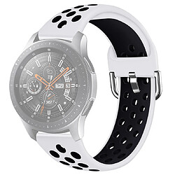 Wewoo Bracelet pour montre connectée Galaxy Watch 46 / S3 / Huawei GT 1/2 22mm de en silicone bicolore couleurTaille L Blanc Noir 