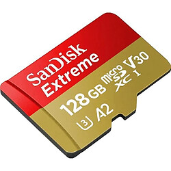 Carte Mémoire microSDXC SanDisk Extreme 128 Go + Adaptateur SD avec Performances Applicatives A2 jusqu'à 160 Mo-s, Classe 10, U3, 