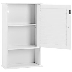 Helloshop26 Armoire murale pour salle de bain avec étagère réglable 1 porte persienne et 1 étagère ouverte blanc 20_0004999