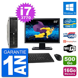 PC HP Compaq Pro 6300 SFF Ecran 22" Intel i7-3770 RAM 16Go 500Go Windows 10 Wifi · Occasion 