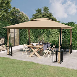 Maison Chic Tonnelle | Pergola avec parois et toit double 3x4 m Taupe -GKD30783