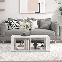 Avis Maison Chic Table basse,Table Console Table d'appoint, Table pour salon Blanc brillant 100x50x36 cm Bois d'ingénierie -MN12685