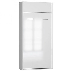 Inside 75 Armoire lit escamotable DYNAMO structure blanc mat façade blanc brillant 90*200 cm 