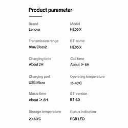 Écouteurs Bluetooth Sans Fil D'Origine Lenovo He05Pro Tour De Cou Avec Micro Facile À Contrôler Ipx5 Sport Écouteurs Étanches Noir