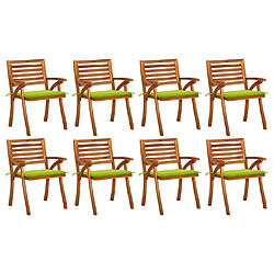 Maison Chic Lot de 8 Chaises de jardin,Fauteuil d'extérieur avec coussins Bois d'acacia solide -MN80954