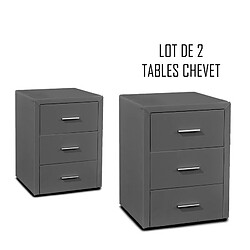 Meubler Design Table Chevet 3 Tiroirs Kasi Lot De 2 Gris 