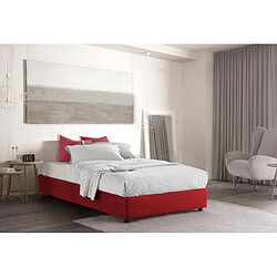 Autrement Talamo Italia Silvia lit queen size avec conteneur, Made in Italy, en tissu amovible, 120x190 cm, avec ouverture frontale, Rouge, avec matelas inclus.