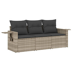 vidaXL Salon de jardin avec coussins 3 pcs gris clair résine tressée