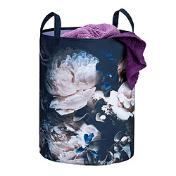 WENKO Panier à linge design fleuri Peony - Diam. 35 x H. 45 cm - Noir Wenko - Panier à linge design fleuri Peony - Diam. 35 x H. 45 cm - Noir - Design