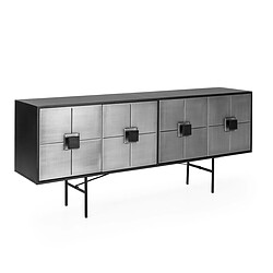 Buffet Thai Natura Noir Argenté Métal 183 x 76 x 40 cm pas cher