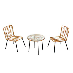 Concept Usine Salon de jardin bas 2 chaises + 1 table CADIX