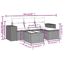 vidaXL Salon de jardin 5 pcs avec coussins noir résine tressée pas cher