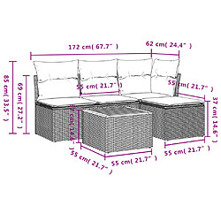 Acheter vidaXL Salon de jardin 5 pcs avec coussins noir résine tressée