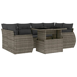 vidaXL Salon de jardin avec coussins 7 pcs gris résine tressée