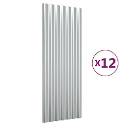 vidaXL Panneaux de toit 12 pcs Acier enduit de poudre Argenté 100x36cm