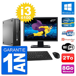 PC HP EliteDesk 800 G2 SFF Ecran 27" i3-6100 RAM 8Go Disque 2To Windows 10 Wifi · Occasion 