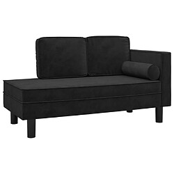 vidaXL Chaise longue avec coussins et traversin noir velours