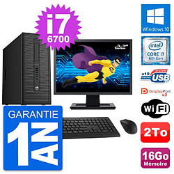 PC Tour HP 800 G2 Ecran 22" Intel i7-6700 RAM 16Go Disque Dur 2To Windows 10 Wifi - Occasion