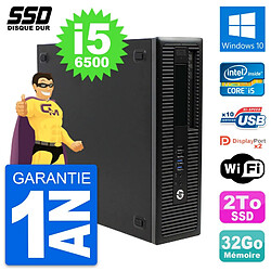 PC HP EliteDesk 800 G2 SFF Intel Core i5-6500 RAM 32Go SSD 2To Windows 10 Wifi · Occasion 