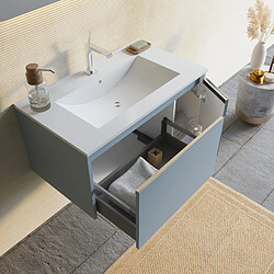 Avis Kiamami Valentina ARMOIRE DE TOILETTE SUSPENDUE DE 80 BLEU CLAIR MATCM AVEC LAVABO ET MIROIR | MONACO