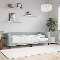 Maison Chic Lit de jour avec matelas, Lit de repos Lit d'invité pour Salon Chambre,Canapé-lit gris clair 90x200 cm velours -MN95007