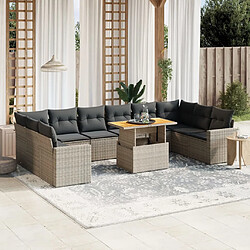 vidaXL Salon de jardin 11 pcs avec coussins gris résine tressée