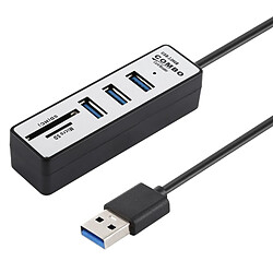 Wewoo Lecteur de cartes TF / SD 2 en 1 + 3 x ports USB 3.0 au convertisseur de concentrateur USB 3.0, longueur du câble: 26 cm (noir)