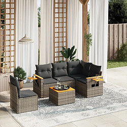 Maison Chic Ensemble Tables et chaises d'extérieur 6pcs avec coussins,Salon de jardin gris résine tressée -GKD339243