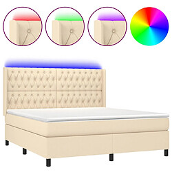 vidaXL Sommier à lattes de lit matelas et LED Crème 180x200 cm Tissu