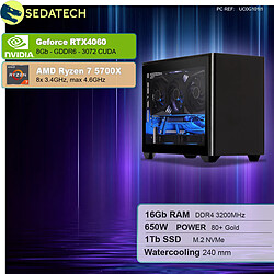 Sedatech Mini-PC Gamer ITX • AMD Ryzen 7 5700X • RTX4060 • 16Go RAM • 1To SSD M.2 • sans OS