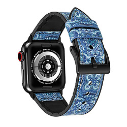 Avis Wewoo Bracelet en acier inoxydable Motif fleurs TPU + pour Apple Watch séries 5 et 4 40 mm / 3 et 2 et 1 38 mm bleu