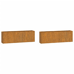 Maison Chic Jardinière,Bac à fleurs - pot de fleurs murales 2 pcs Rouillé Acier corten 53x10x17 cm -GKD11898